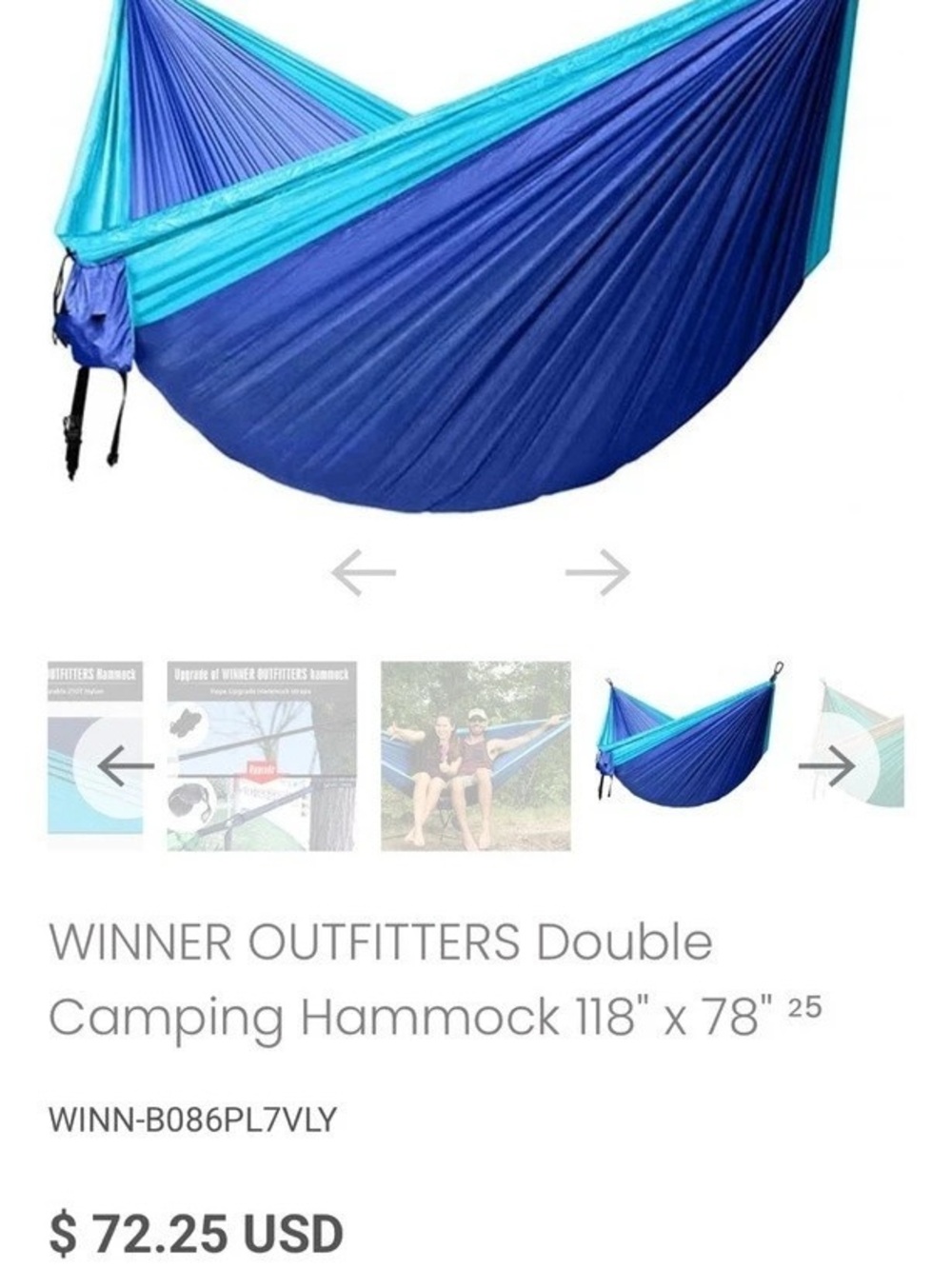 Winner Outfitters Double Camping Hammock Blue & Orange